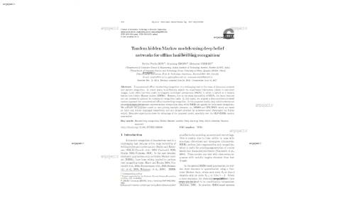 Tandem hiddenMarkovmodels using deep belief networks for offline handwriting recognition